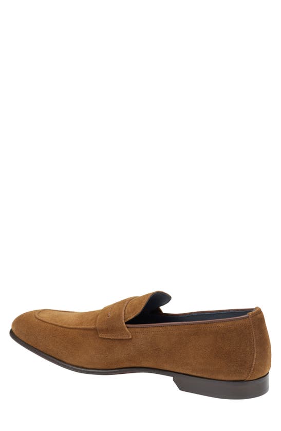 Shop Johnston & Murphy Collection Taylor Moc Toe Penny Loafer In Snuff Italian Suede