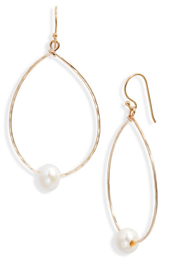 Shop Ki-ele Freshwater Pearl Teardrop Earrings In Gold