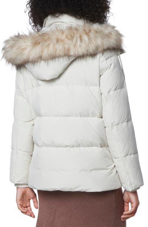 Shop Andrew Marc Essential Water Resistant Down Puffer Faux Fur Hooded Jacket In Birch