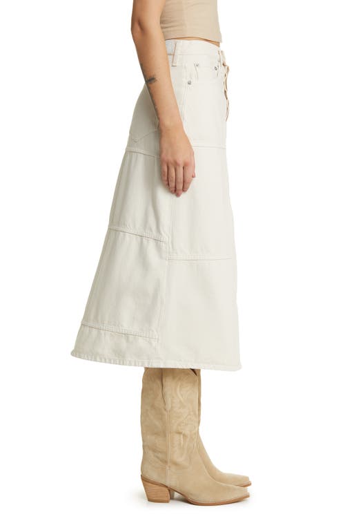 Re/done Seamed Denim Midi Skirt In Vintage White