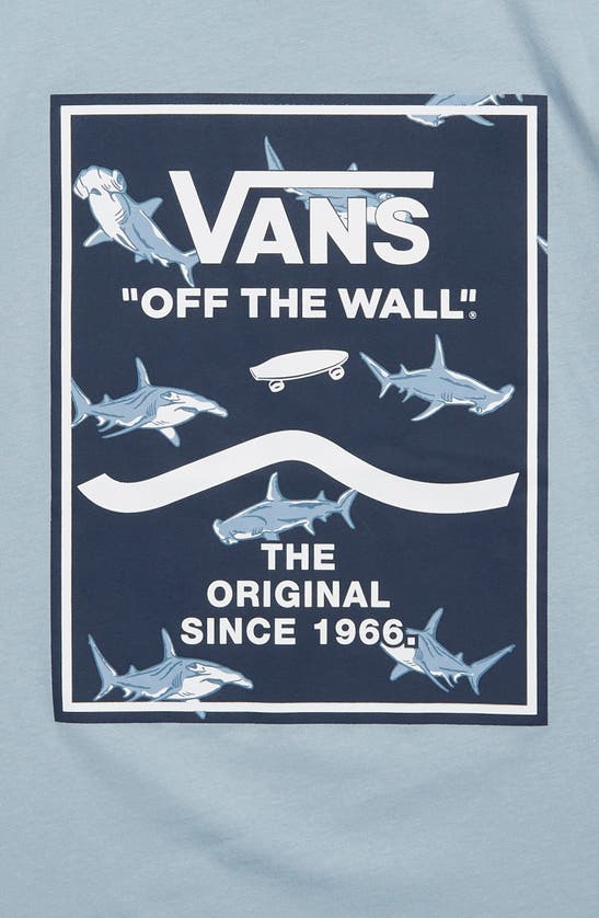 Shop Vans Kids' Shark Print Box Graphic T-shirt In Dusty Blue