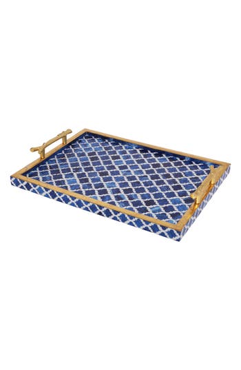 Tiramisu Handmade Decorative Resin Accent Tray In Blue
