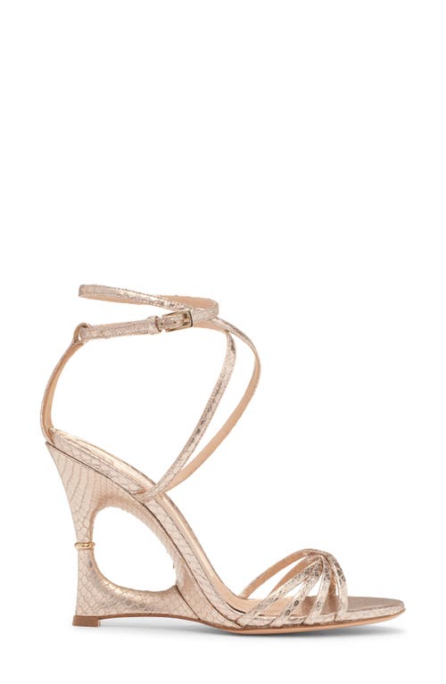 Shop Tom Ford Paradis Strappy Snakeskin Embossed Metallic Leather Sandal In Champagne