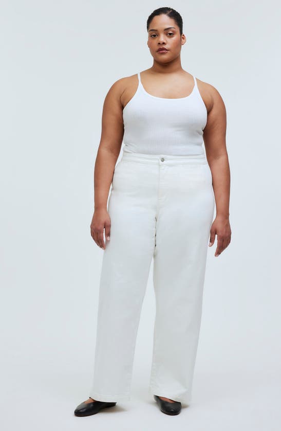 Shop Madewell Curvy Perfect Wide Leg Crop Jeans In Tile White