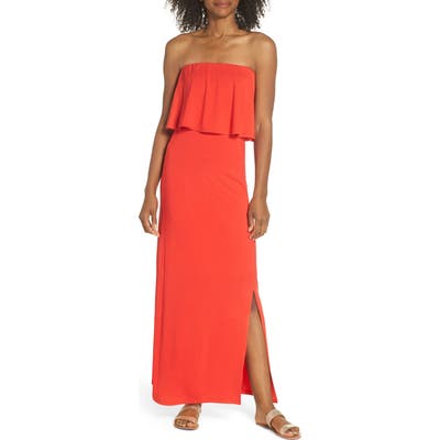 Fraiche By J Strapless Popover Maxi Dress, Red