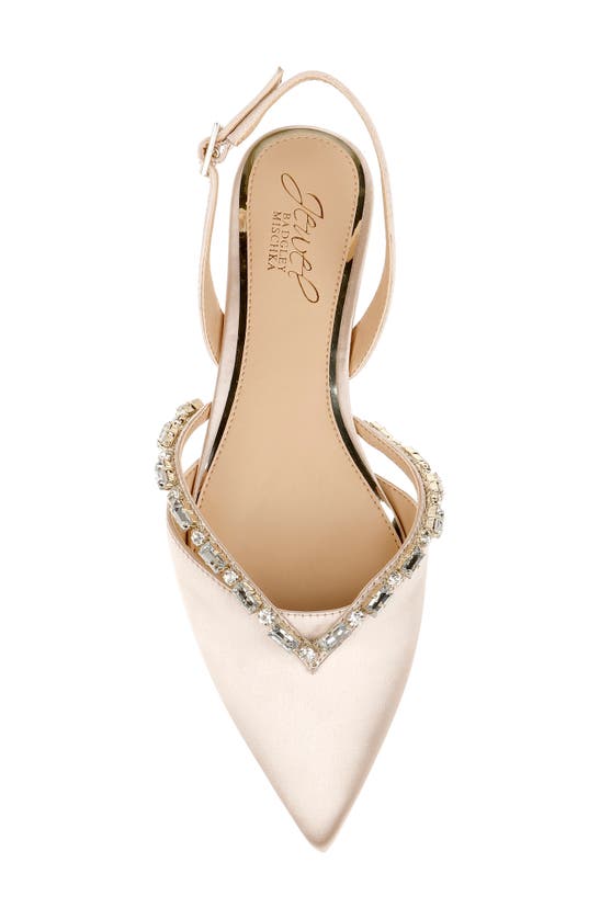 Jewel Badgley Mischka Camden Pointed Toe Slingback Flat In Champagne