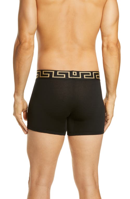 Versace Black Briefs With Elastic Waist With Medusa Print In Cotton Stretch Man In Black/gold