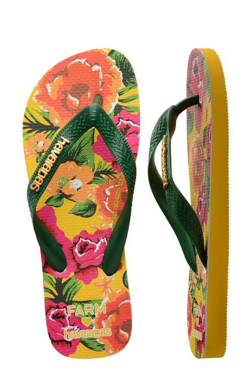 Havaianas X Farm Rio Flip Flop In Yellow Pop
