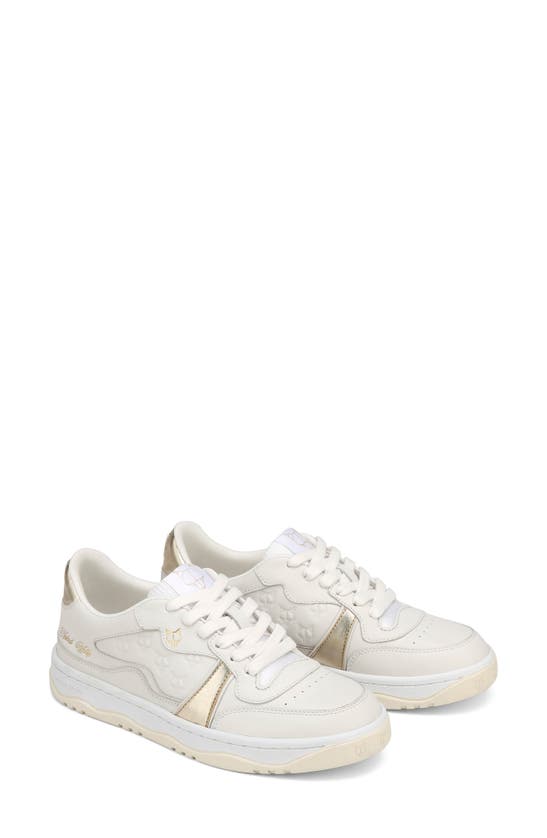 Shop Naked Wolfe Flight Genysis Sneaker In White/ Gold/ Mesh/ Suede
