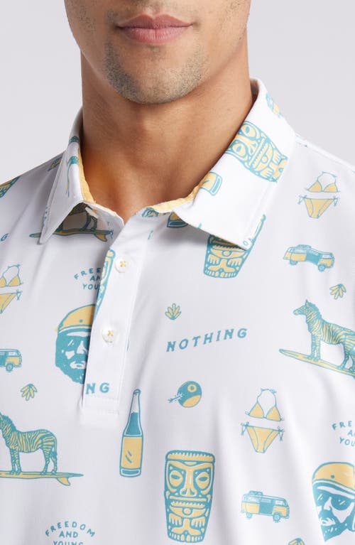 Swannies Jerry Icon Print Golf Polo In White