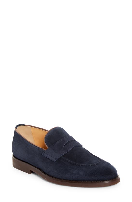 Brunello Cucinelli Suede Penny Loafer In Blue