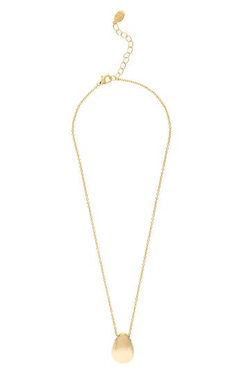 Shop Rivka Friedman Polished Teadrop Pendant Necklace In 18k Gold Clad