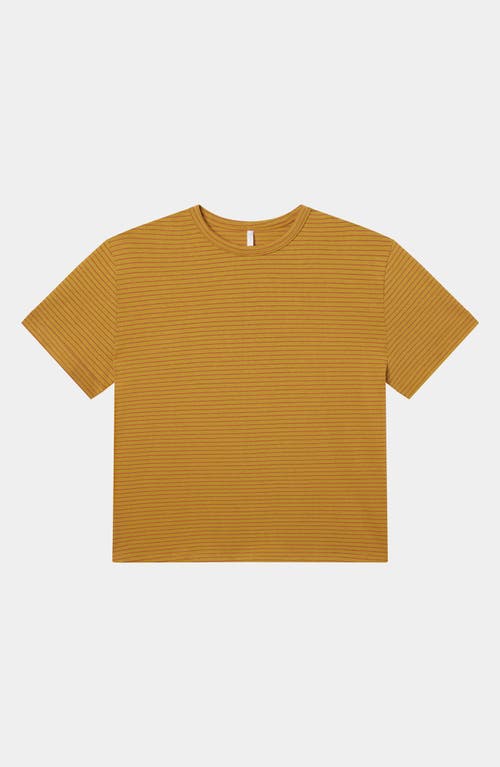 Shop Rat Boi Boifriend T-shirt In Mustard Yellow With Red Stripe