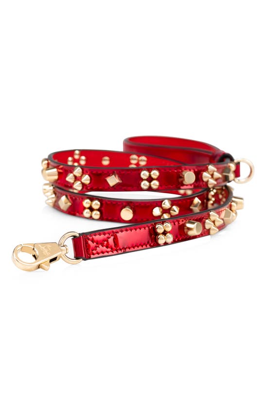 Christian Louboutin Loubileash Spike Calfskin Leather Leash In Loubi/ Gold