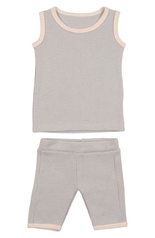 Shop Maniere Manière Kids' Waffle Knit Tank & Shorts Set In Slate