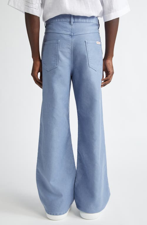 Shop Marni Cotton Wide Leg Pants In Sky/blue