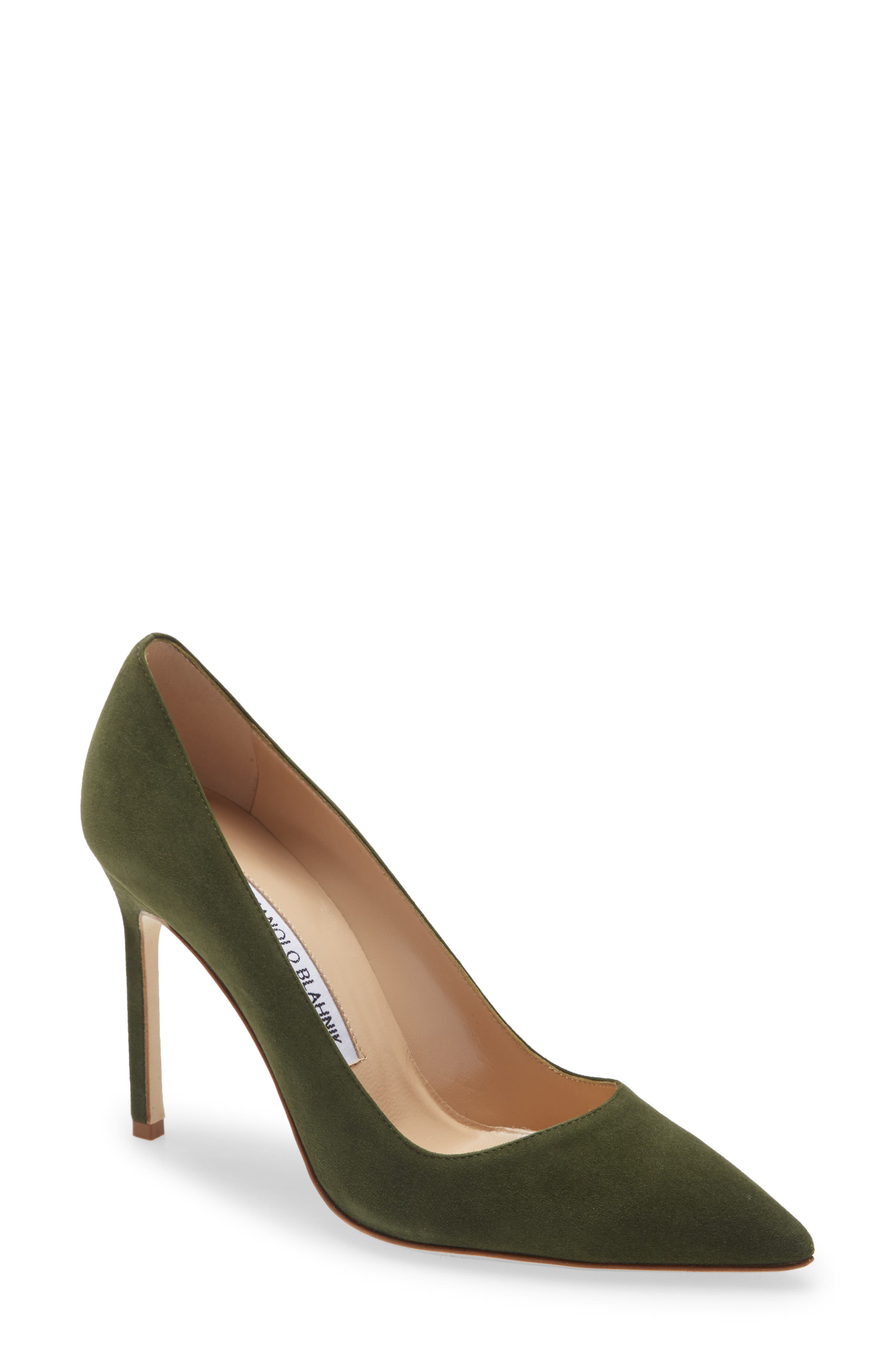 green designer heels