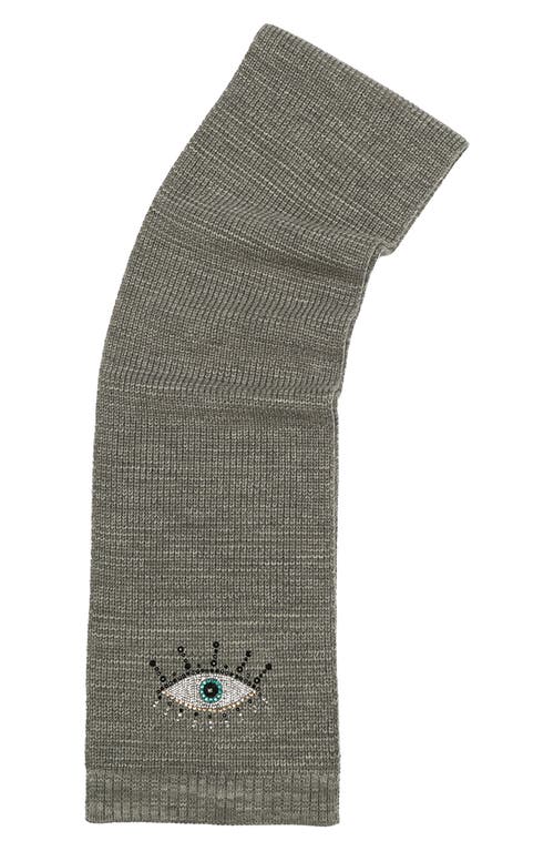 Shop Kurt Geiger London Evil Eye Crystal Embellished Scarf In Dark Grey Marl