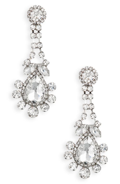Fancy Crystal Teardrop Earrings in Crystal/Rhodium