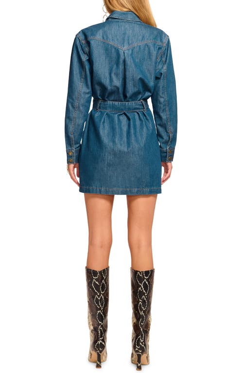 Shop Ramy Brook Starling Long Sleeve Denim Mini Shirtdress In Medium Wash