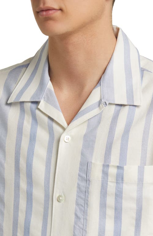 Shop Nn07 Julio 5412 Stripe Short Sleeve Button-up Camp Shirt In Blue Stripe 720