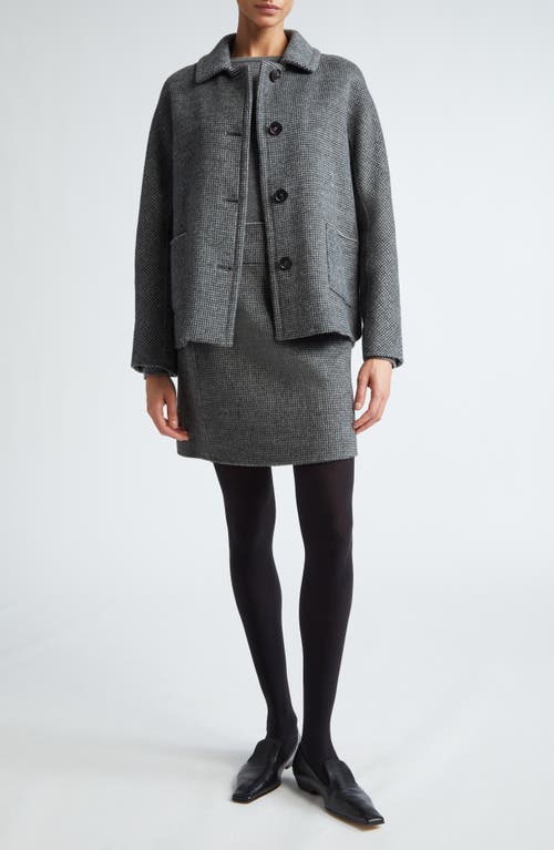 Shop Max Mara Sorriso Check Wool Blend Short Coat In Medium Grey