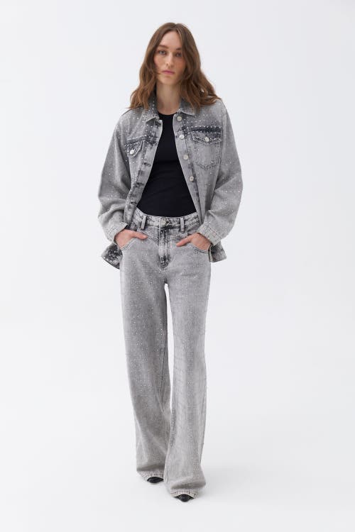 Shop Nocturne Stone Embroidered Boyfriend Jeans In Light Grey