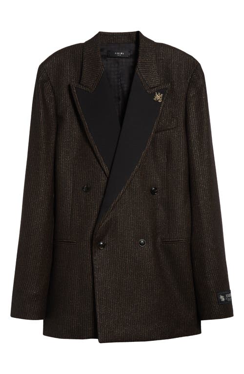 Amiri Lurex Stripe Double Breasted Blazer In Dark Brown