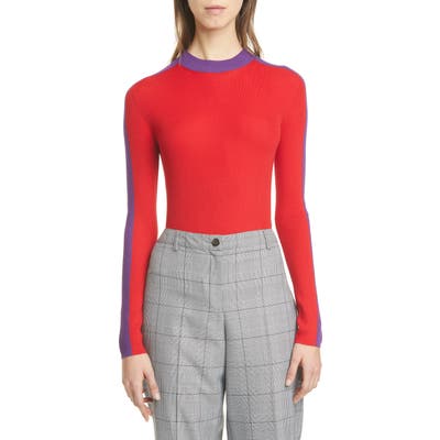 Emporio Armani Mock Neck Rib Wool Sweater, US / 46 IT - Red