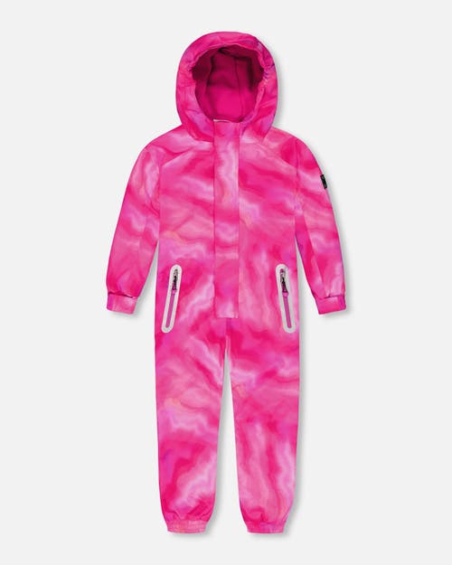 Deux Par Deux Little Girl's One Piece Outerwear Suit Printed Fuchsia Marble at Nordstrom, Size 2T