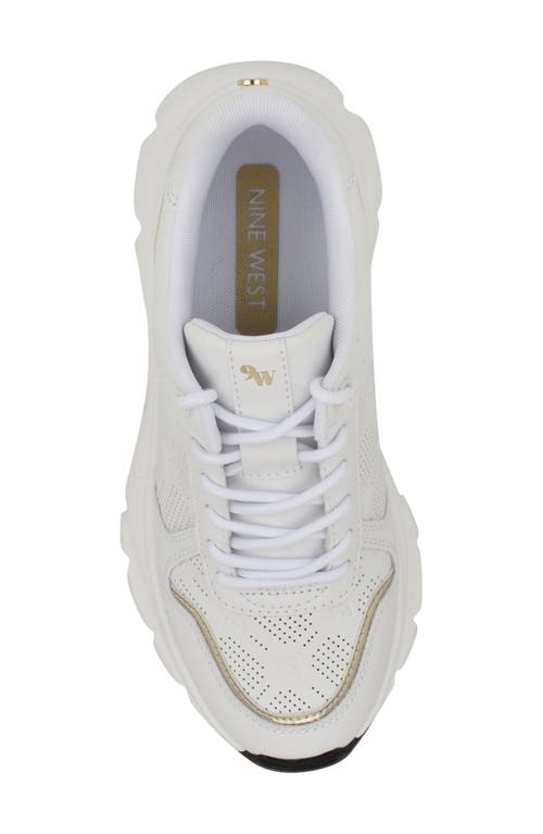 Shop Nine West Bask Sport Sneaker In White/white/platino
