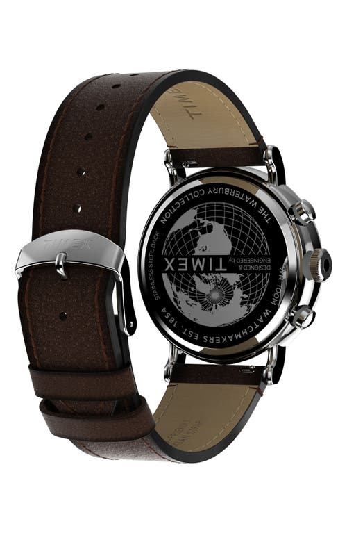 Timex ® Waterbury Standard Chronograph Leather Strap Watch, 43mm In Brown