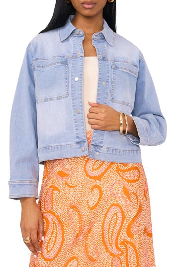 1.state Denim Jacket In Light Blue Wash