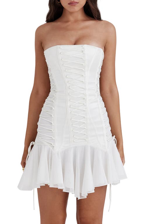 House Of Cb Sirena Strapless Ruffle Minidress In White