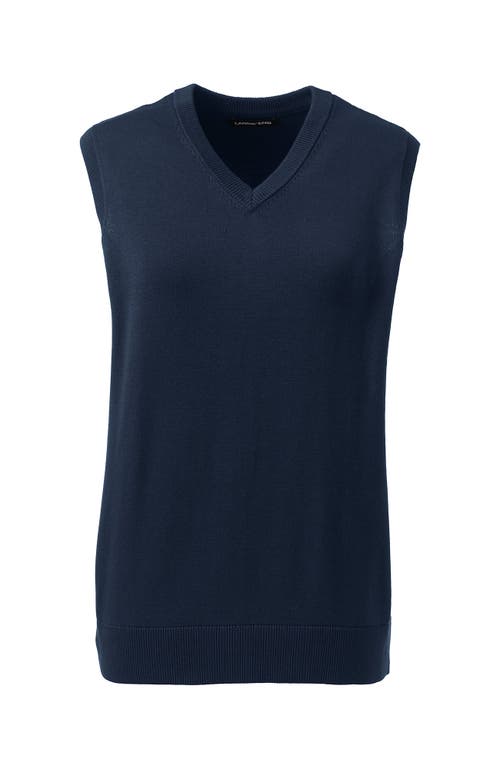 Lands' End School Uniform Cotton Modal Fine Gauge Sweater Vest In Classic Navy