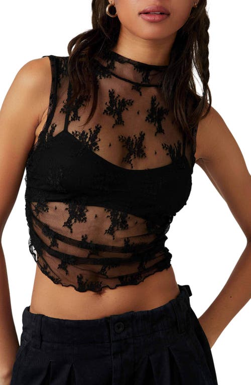 Nice Try Sheer Lace Tank in Black