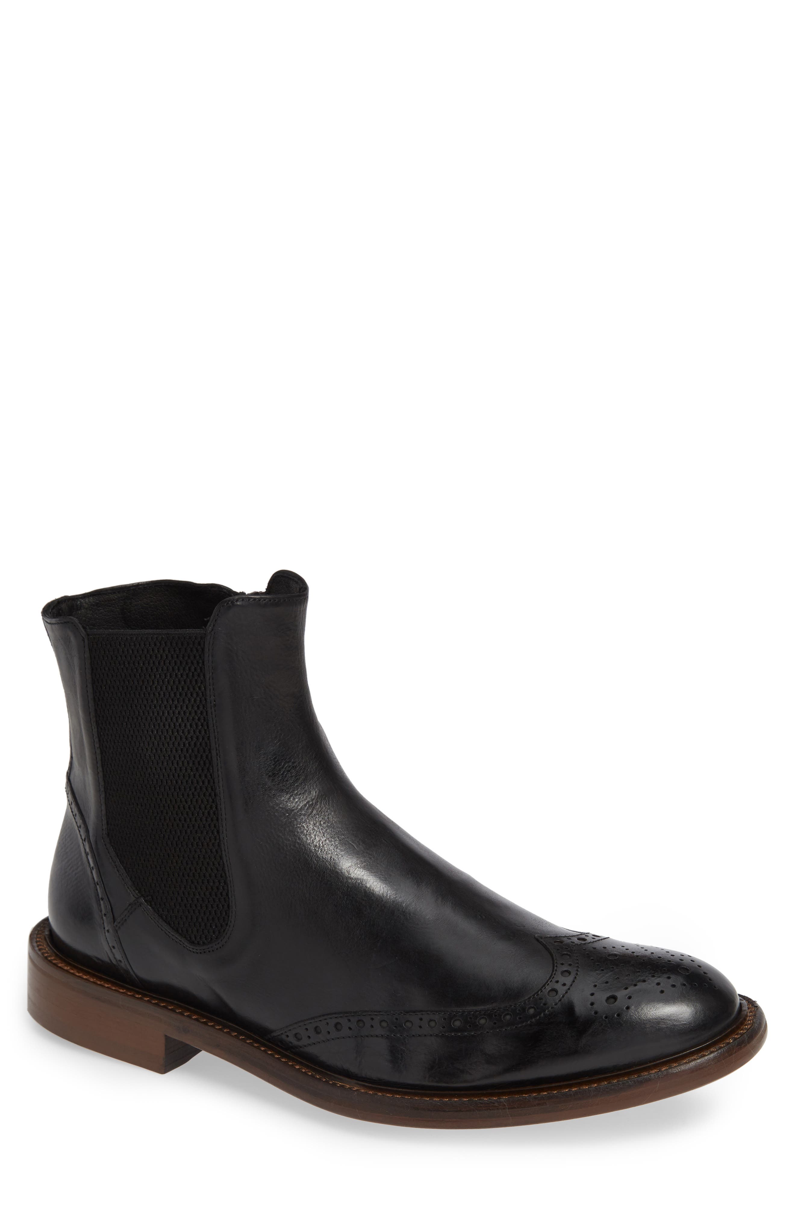 J & m 1850 Bryson Wingtip Chelsea Boot- Black