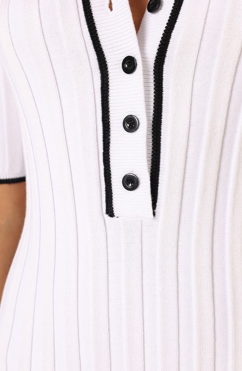 Petal & Pup Kins Ribbed Polo Sweater Dress, Alternate, color, White