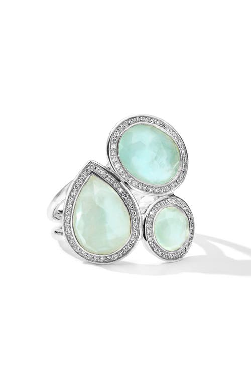Ippolita Women's Lollipop 3-stone Sterling Silver, 0.41 Tcw Diamond & Triplet Ring In Silver/amazonite