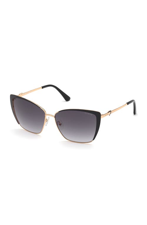 59mm Gradient Cat Eye Sunglasses in Shiny Black /Gradient Smoke