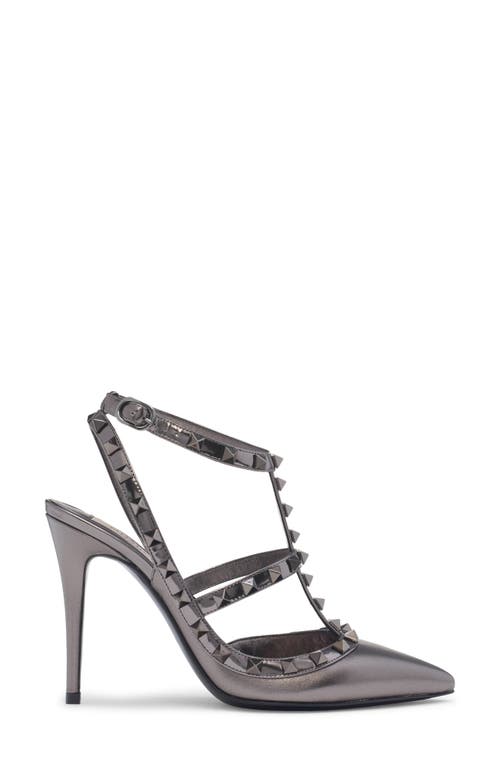 Shop Valentino Garavani Rockstud Pointed Toe T-strap Pump In 113 Antracite