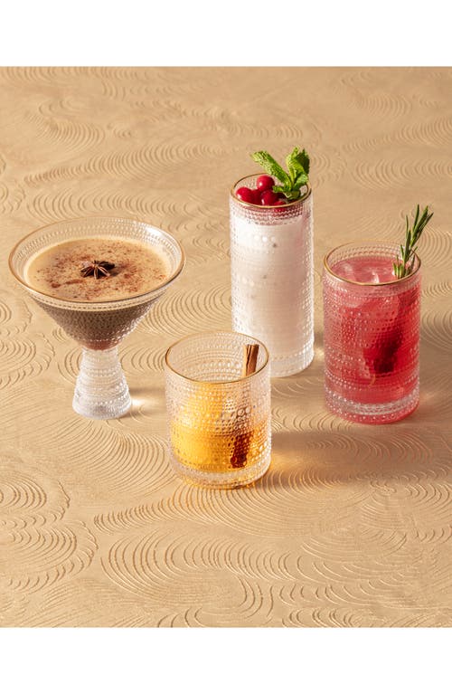Fortessa Jupiter Set Of 6 Gold Rim Collins Glasses In Clear