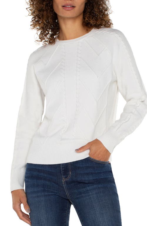 Shop Liverpool Mix Stitch Crewneck Sweater In Porcelain