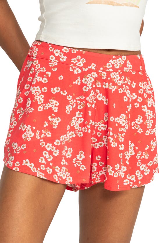 Shop Roxy Midnight Floral Shorts In Hibiscus Margarita