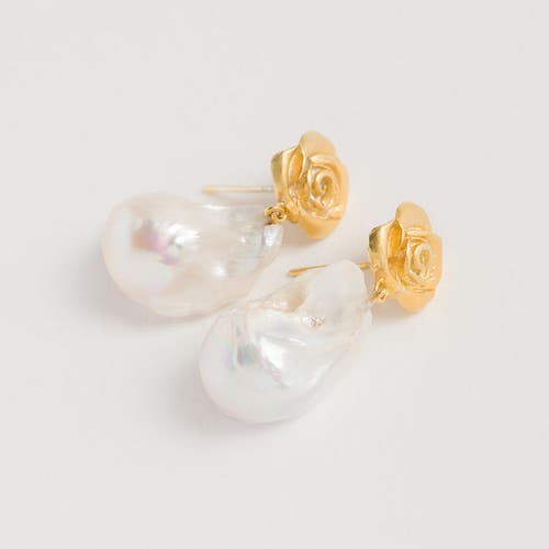 Shop Freya Rose Rose Baroque Pearl Drops In Gold