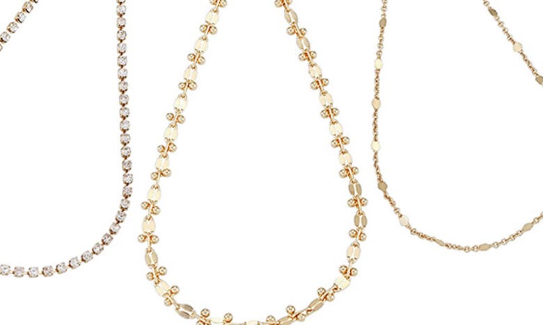 Vince Camuto Set Of 3 Goldtone Crystal Chain Anklets In Goldtone