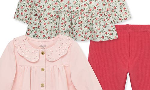 Shop Little Me Rose 3-piece Tops & Leggings Set In Pink