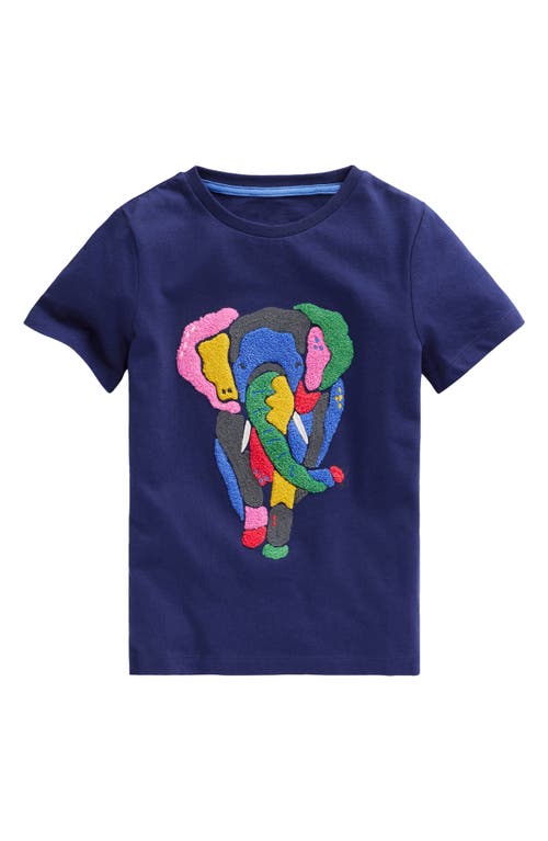 Mini Boden Kids' Elephant Bouclé Cotton T-Shirt College Navy at Nordstrom,