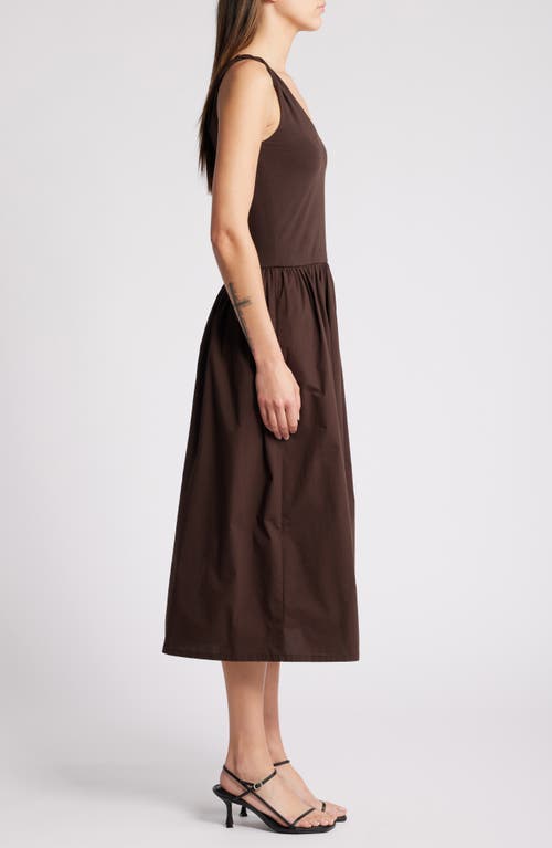 Shop Rails Franca Mixed Media Sleeveless Midi Dress In Espresso