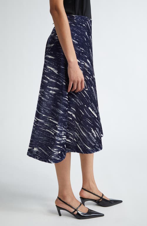 Shop Marni Cotton Stretch Fleece Midi Skirt In Midnight